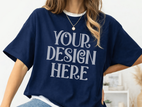 Comfort Colors 1717 Navy Mockup: Bring Your Designs to Life with Realistic Style