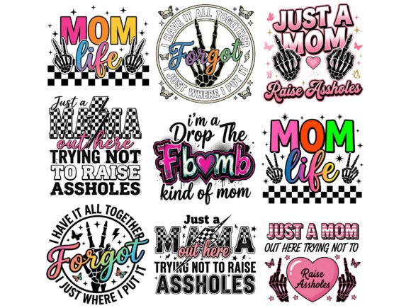 Funny Sarcastic Mom Life Tshirt PNG Bundle
