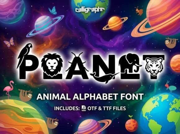 Planet: A Cosmic Typeface That Merges Typography with Wildlife Art